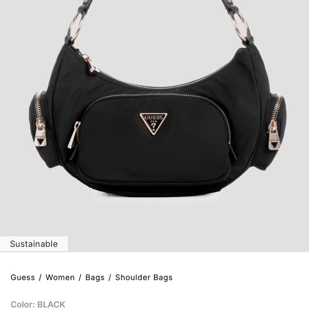 Guess Black Shoulder Bag with Gold-Tone Accents